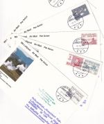 Grönland - 5 Belege Zuleitungspost LH-Erstflüge Verspätungsstempel 1987