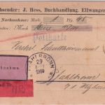 Württemberg - 5+10 Pfg. Ziffer Nachnahmekarte Ellwangen - Pfahlhorn 1900