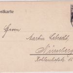 Bayern - 15 Pfg. Germania/Freistaat Karte Aschaffenburg - Nürnberg 17. OCT 19
