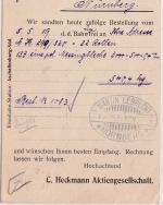 Bayern - 15 Pfg. Germania/Freistaat Karte Aschaffenburg - Nürnberg 17. OCT 19