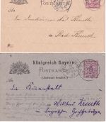 Bayern - Kreuth (Wildbad) + Dorf Kreuth 1884/94 4 Ganzsachen
