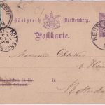 Württemberg - 5 Pfg. Ziffer viol. Ganzsache + Zusatz Karte n. HOLLAND 1890