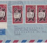 Berlin - 4x20 Pfg Rundfunkausstellung Luftpostbrief/FDC n. USA ESST 3.8.61