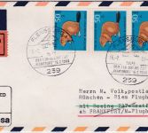 Berlin - 3x50 Pfg. Jugend/Biber Luftpost-Eilbrief Flensburg 1968