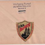 Berlin - 40 Pfg. Glocke links Oberrand Brief Marburg - Förderstedt 1952