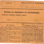 DR - 1,25 M. Reichspostamt Paketkarte Schmalnau (Rhön) - Brückenau 21.1.21