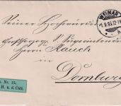 DR - Weimar 1893 Frei lt. Avers Nr. 15 grüner Klebezettel Dienstbrief n Dornburg