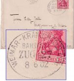 DR - Weimar Kranichfeld (Ilm) Bahnpost Zug 27 Brief n. ÖSTERREICH Berka 8.6.02