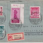 DDR - Weimar Deutsche Sillerehrung 1955 SST Einschreibebrief n. Leipzig