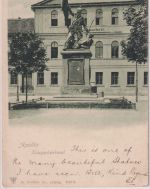 Thüringen - Apolda Schule Kriegerdenkmal sw-AK gelaufen 1901