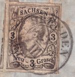 Sachsen - 3 Ngr. Johann I. Brief K2 Dresden 3.III.63 n. Berlin