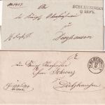 Preussen - Schleusingen 2 Dienstbriefe/Forstsache L2 9. SEPT1843 K2 21/10 1851