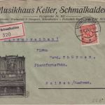 DR - 50 Pfg. Korbdeckel illustr. Firmen-Einschreibebrief Schmalkalden 1926