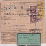 DR - 2x80+2x50 Pfg. Hindenburg Paketkarte n. FRANKREICH Suhl - Haguenau 1933