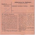 DR - 30+15+10 Pfg. Hindenburg Paketkarte Suhl - Limbach 1941