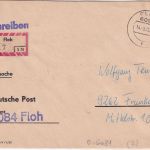 DDR - Floh 1975 Einschreibebrief/portofr. Postsache n. Frankenberg