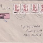 BRD - 4x200 Pfg. Frauen Wertbrief Herges-Hallenberg - Berlin 1994