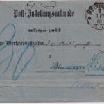 DR - Meiningen 1881 Post-Zustellungs/Behändigungs-Urkunde n. Lissa Nachporto