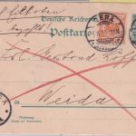 DR - 5 Pfg. K/A Ganzsache + Zusatz Eilkarte Gera - Weida 1895