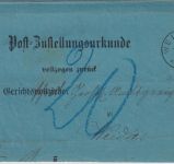 DR - 20 Pfg. Ortszustellurkunde Teichwitz - Weida 1883