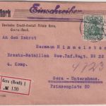 DR - 20+5 Pfg. Germania Ortseinschreibebrief Gera 1916
