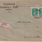 DR - 8x5 Pfg. Schiller Einschreibebrief Eisenberg (Thüringen) - Hof 1927
