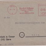 SBZ - Gera 27.1.48 16 Pfg. AFS "Bardzki & Oeser Kammgarnweberei" Ortsbrief
