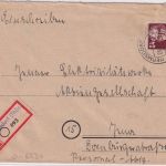 SBZ - 84 Pfg. Bebel Einschreibebrief Hermsdorf - Jenau 1949