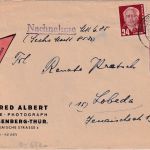 DDR - 40 Pfg. Hauptmann u.a. Nachnahmebrief Eisenberg - Lobeda 1952