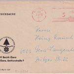 DDR - Gera 1968 5 Pfg. teilaptierter Reichspost-Postfreistempel Ortsdrucksache