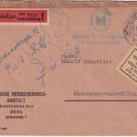 DDR - Gera 1956 84 Pfg AFS "Dt. Versicherungs-Anstalt" Brief + Retouraufkleber