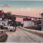 Thüringen - Weida Eisenbahn-Viadukt Straßenansicht farb. AK ungelaufen ca. 1920