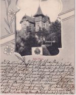 Thüringen - Klosterlausnitz Villa Dora Jugenstil-Passepartout-AK gelaufen 1904