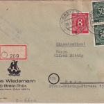 All.Bes. - 2x50+8 Pfg. Ziffer Einschreibebrief Greiz - Gera 1947