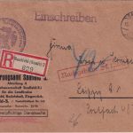 DR - Saalfeld (Saale) 1941 Einschreibebrief/portopfl. Dienstsache Nachgebühr