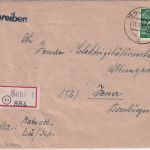 SBZ - 84 Pfg. Ziffer/Überdruck Einschreibebrief Suhl - Jena 1949