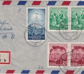DDR - 12+24 Pfg. Deutschlandtreffen Jugend u.a. Einschreibebrief Suhl 1954