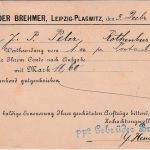 DR - 5 Pfg Germania/Reichspost Perfin "GB" Firmenkarte KOS Leipzig-Plagwitz 1900
