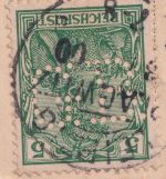 DR - 5 Pfg Germania/Reichspost Perfin "GB" Firmenkarte KOS Leipzig-Plagwitz 1900