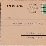 DR - 5 Pfg. Schiller Perfin "RS" Ortskarte Leipzig 1928