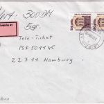 BRD - 2x500 Pfg. SWK Wertbrief (Label !) Leipzig - Hamburg 30.1.95