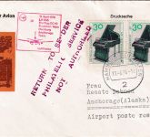 BRD - 2x30 Pfg. Wofa/Pedalflügel LH-Erstflug Frankfurt Anchorage (Alaska) 1974