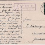 DR - Prießnitz ü. Naumburg Landpost-Ra2 Karte n. Frankfurt a/M 1934