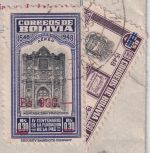 Bolivien - 100 Bs./2 Bs. Halbierung u.a. Einschreibebrief Potosi - Oruro 1958
