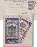 Bolivien - 100 Bs./2 Bs. Halbierung u.a. Einschreibebrief Potosi - Oruro 1958