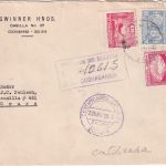 Bolivien - 2,90 B. Präsidententreffen u.a. Einschreibebrief Cochabamba 1949