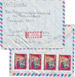 Chile - 4x8,50 P. General O'Higgins Luftpost-Einschreibebrief Santiago 1979