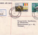 Ceylon - 1 R. OMS-Gebäude u.a. Luftpost-Einschreibebrief Nuwara Eliya 1967