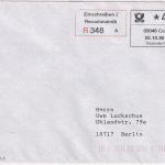 BRD - Cottbus 5.10.96 ABAS-Einschreibebrief n. Berlin + Aufg.schein/Quittung