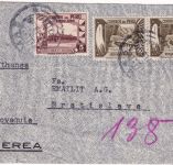 Peru - 2x80 C. Flugpostausg. u.a. Luftpost-Einschreibebrief i.d. SLOWAKEI 1938